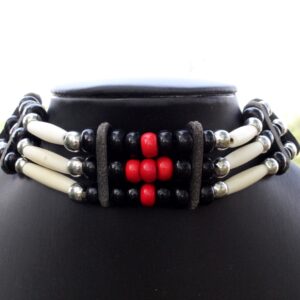Traditional Lakota Choker, Black/Red Native American