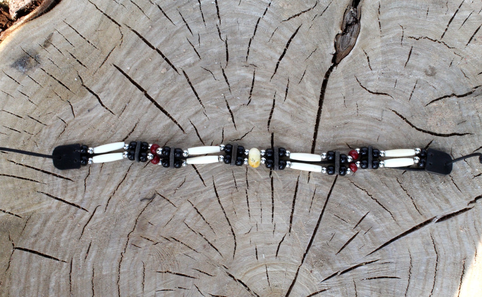 Traditional Lakota Choker, Black Native American - Imagen 3