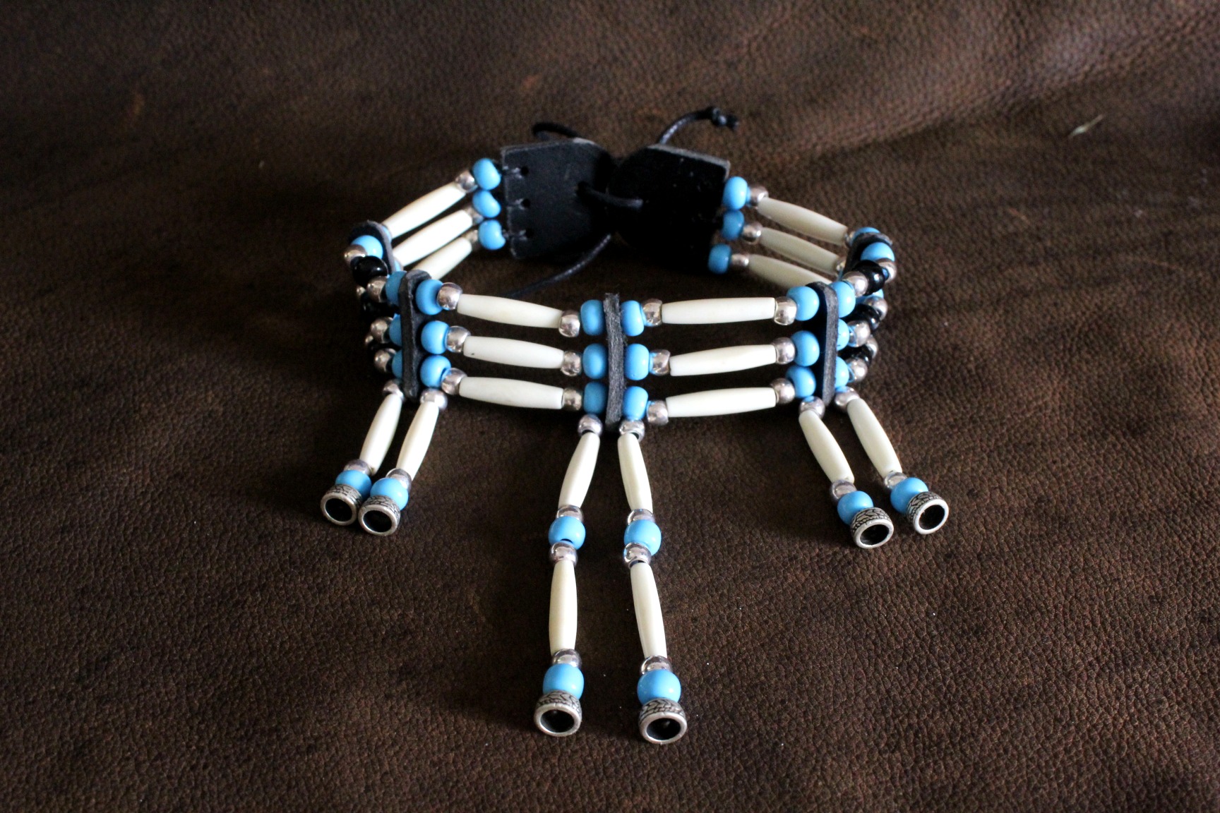 Traditional Lakota Choker, Native American - Blue
