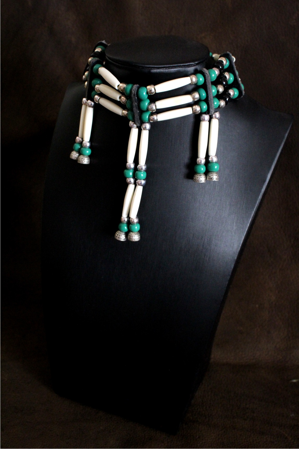 Traditional Lakota Choker, Native American - Green - Imagen 4