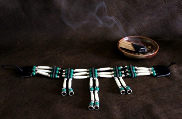 Traditional Lakota Choker, Native American - Green - Imagen 3
