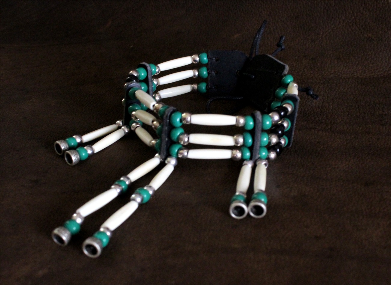 Traditional Lakota Choker, Native American - Green - Imagen 2