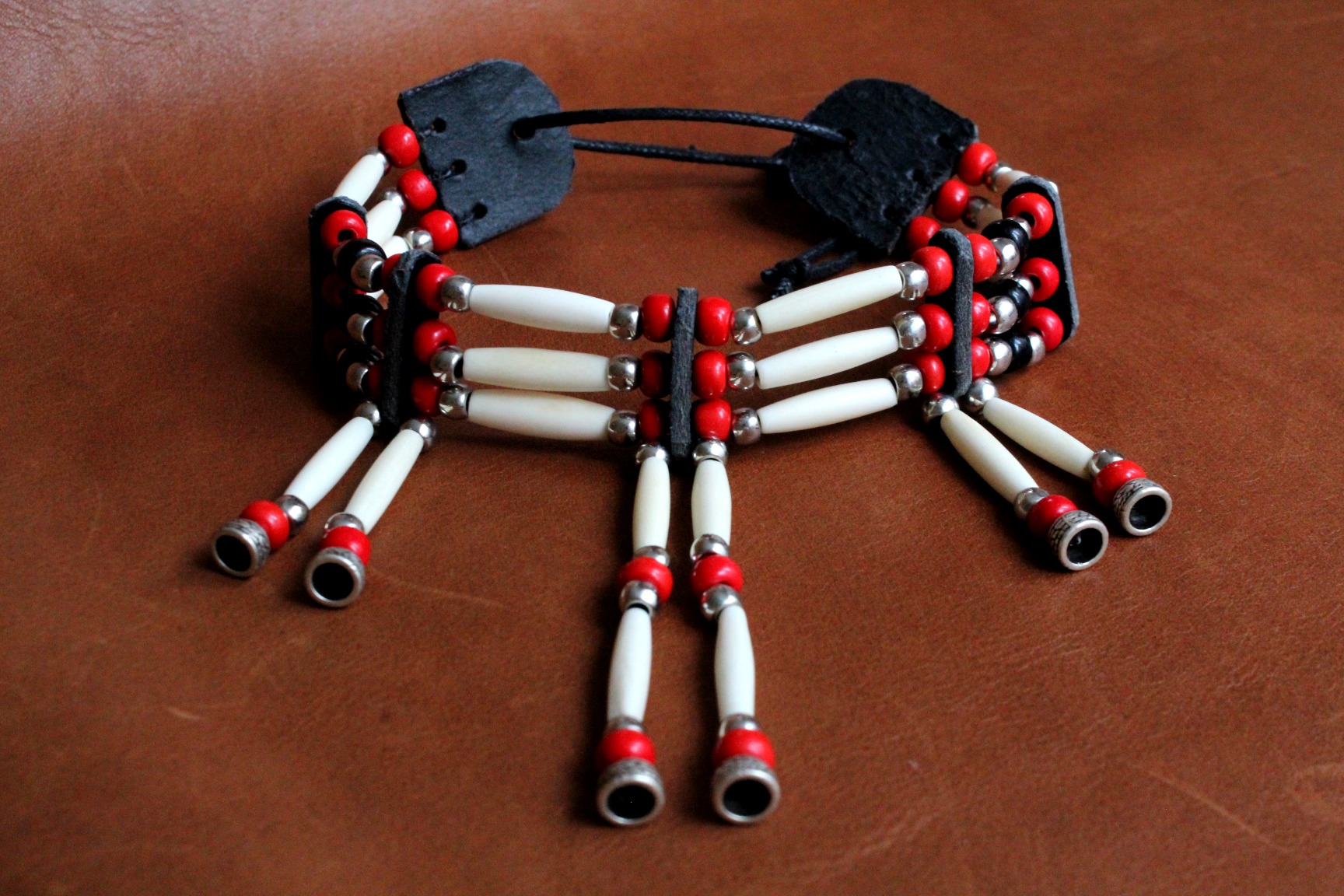 Traditional Lakota Choker, Native American - Red