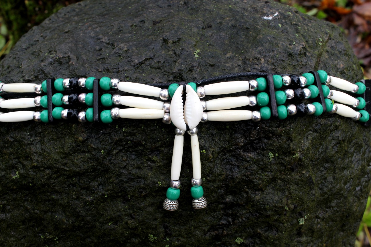 Traditional Lakota Choker, Green Shell Native American - Imagen 4