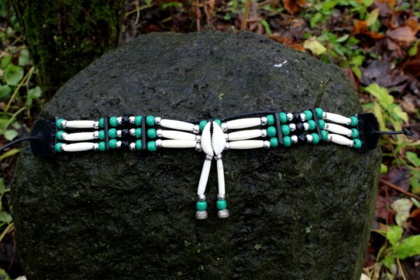Traditional Lakota Choker, Green Shell Native American - Imagen 3