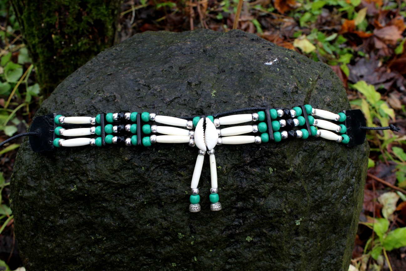 Traditional Lakota Choker, Green Shell Native American - Imagen 3