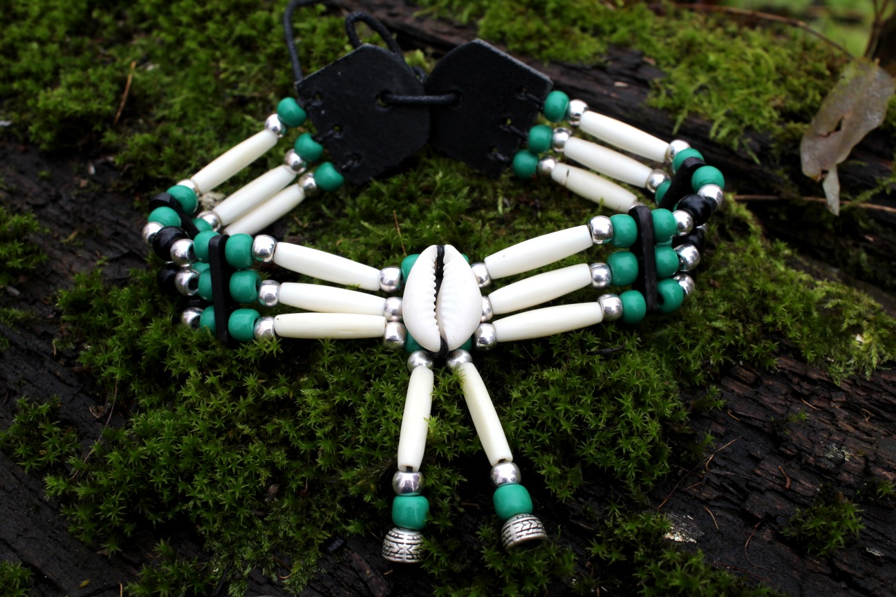 Traditional Lakota Choker, Green Shell Native American