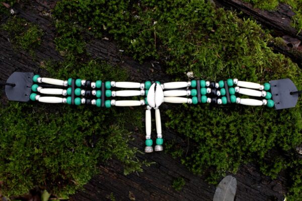 Traditional Lakota Choker, Green Shell Native American - Imagen 2
