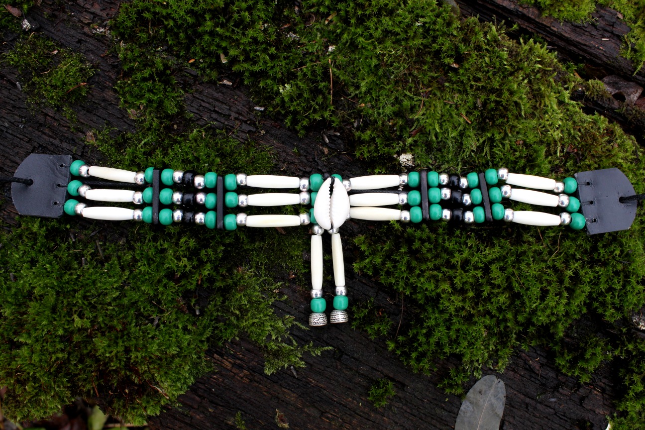 Traditional Lakota Choker, Green Shell Native American - Imagen 2