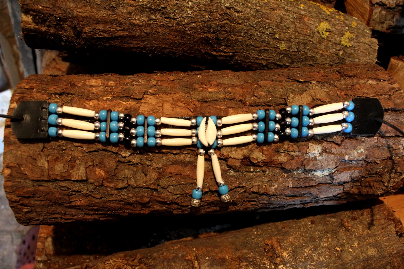 Traditional Lakota Choker, Blue Shell Native American - Imagen 4