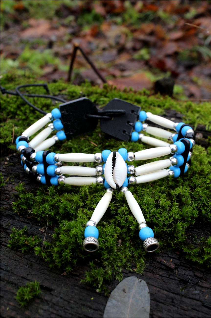 Traditional Lakota Choker, Blue Shell Native American