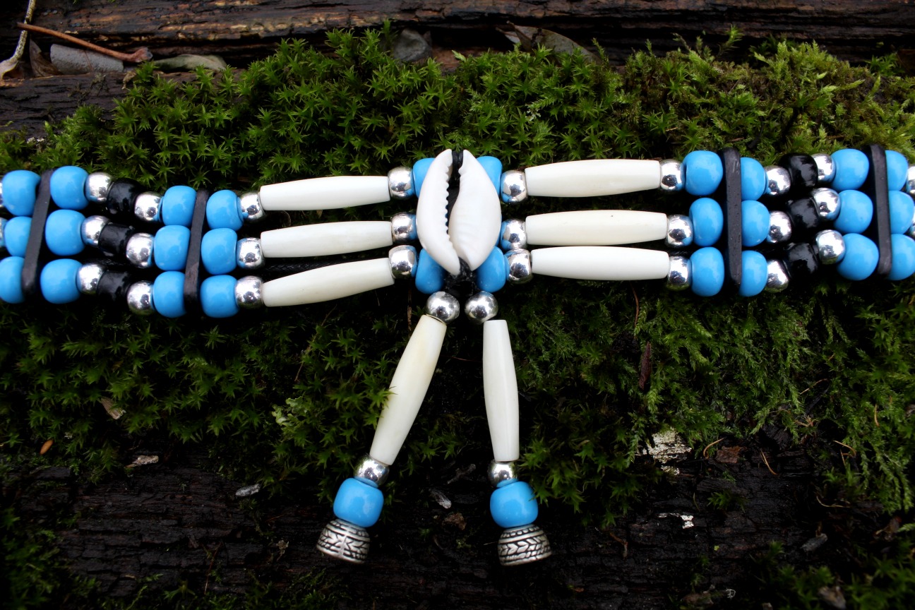 Traditional Lakota Choker, Blue Shell Native American - Imagen 3
