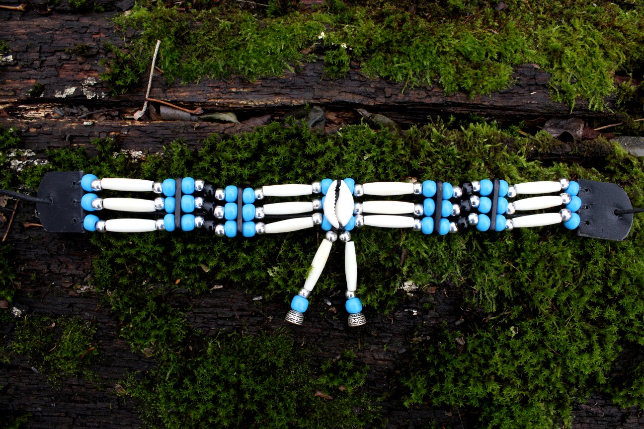 Traditional Lakota Choker, Blue Shell Native American - Imagen 2