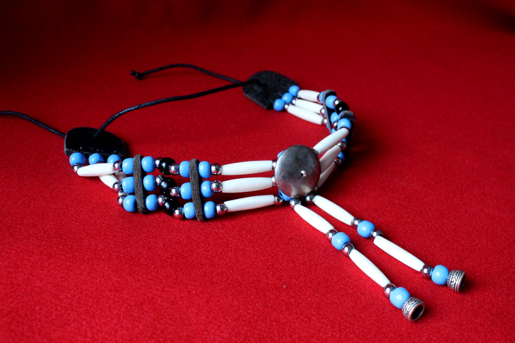 Traditional Lakota Choker, Blue Native American - Imagen 7