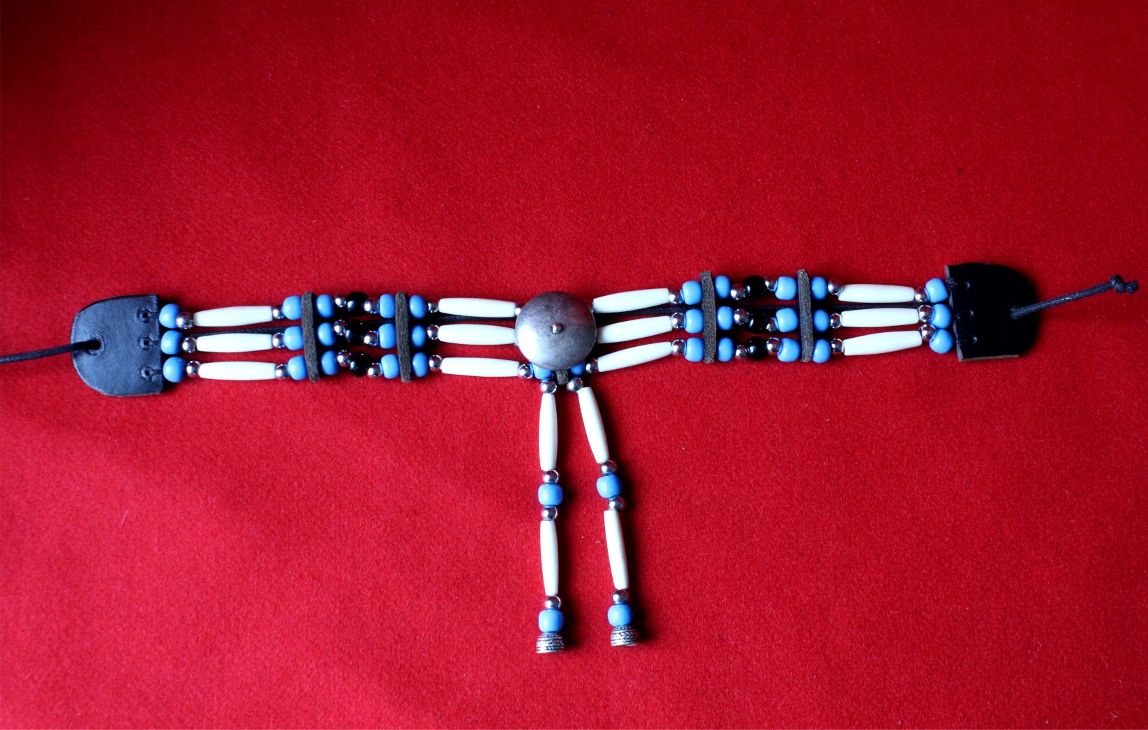 Traditional Lakota Choker, Blue Native American - Imagen 6