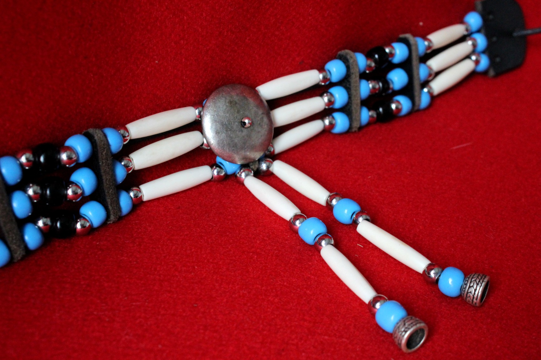 Traditional Lakota Choker, Blue Native American - Imagen 5