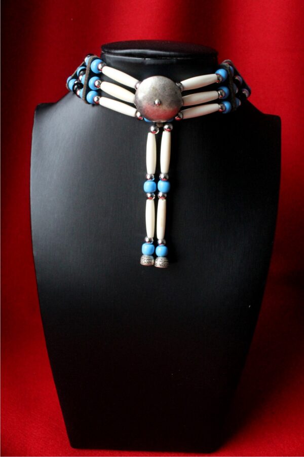 Traditional Lakota Choker, Blue Native American - Imagen 4