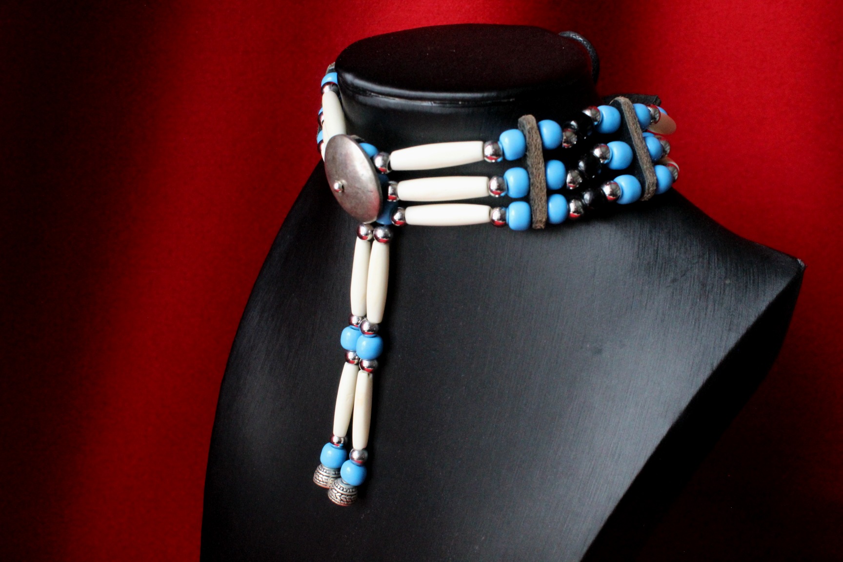 Traditional Lakota Choker, Blue Native American - Imagen 3