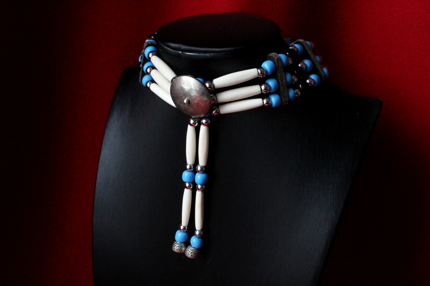 Traditional Lakota Choker, Blue Native American - Imagen 2