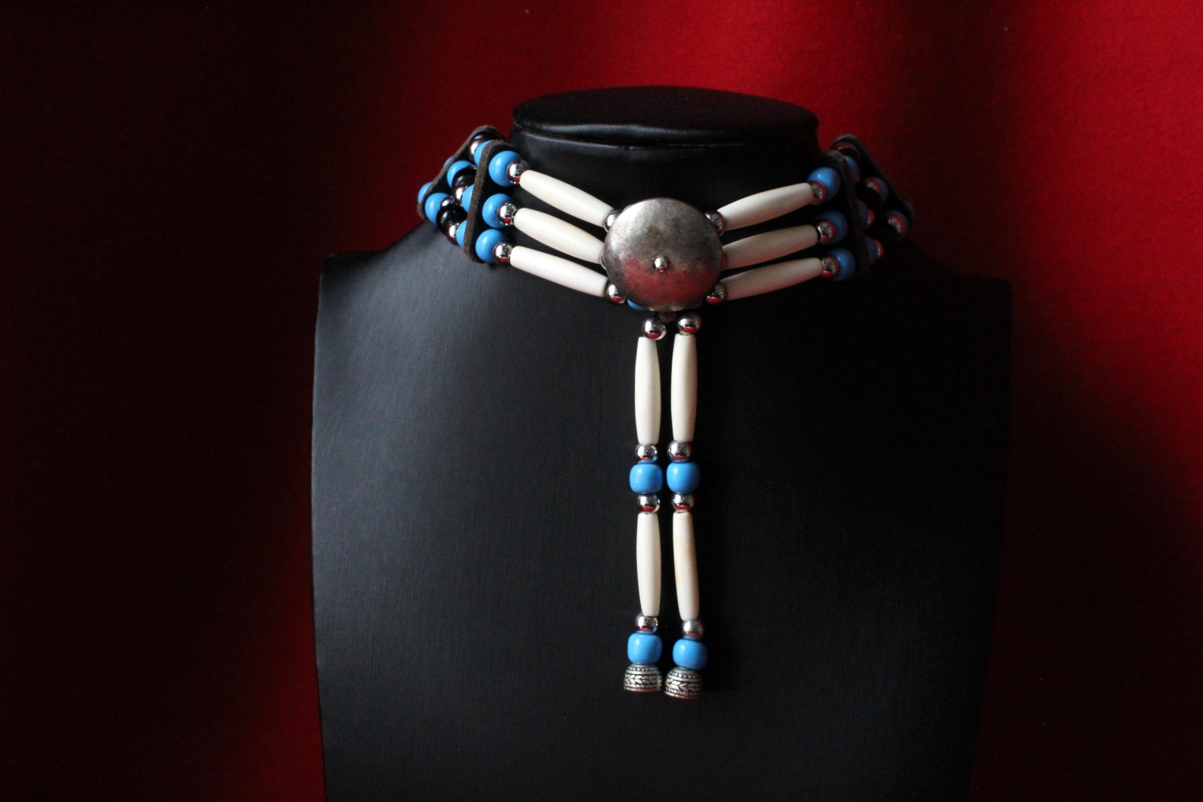 Traditional Lakota Choker, Blue Native American