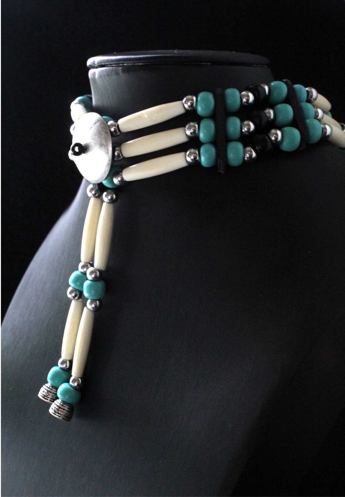 Traditional Lakota Choker, Turquoise Native American - Imagen 2