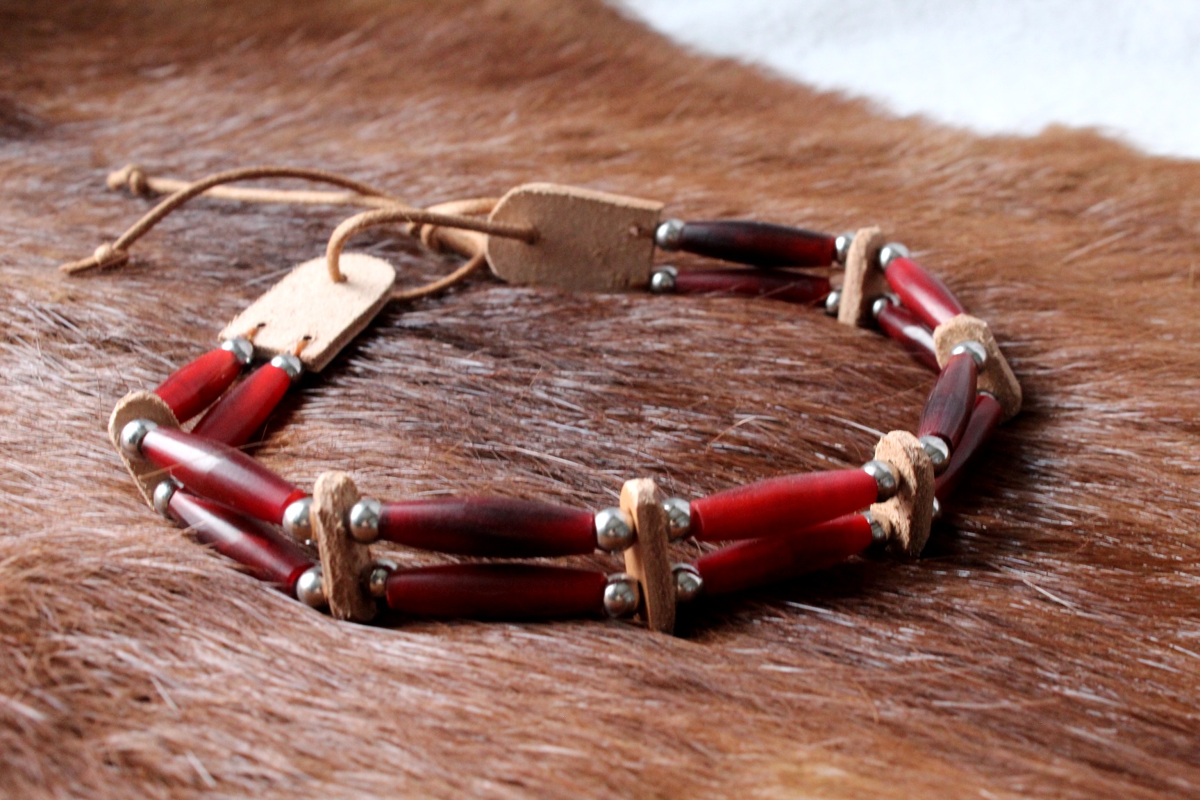 Traditional Lakota Choker, Buffalo Native American - Imagen 8