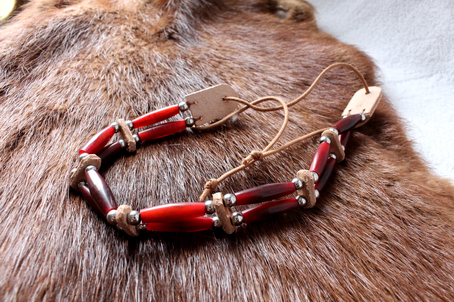 Traditional Lakota Choker, Buffalo Native American - Imagen 3