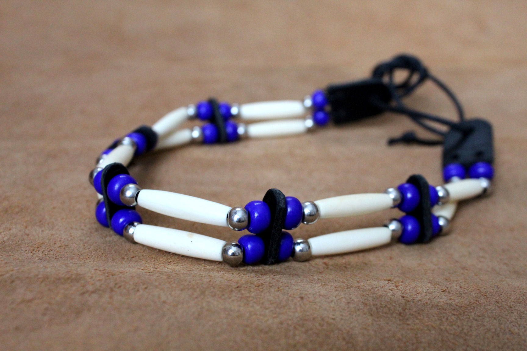 Traditional Lakota Choker, Native American - Navy blue - Imagen 4