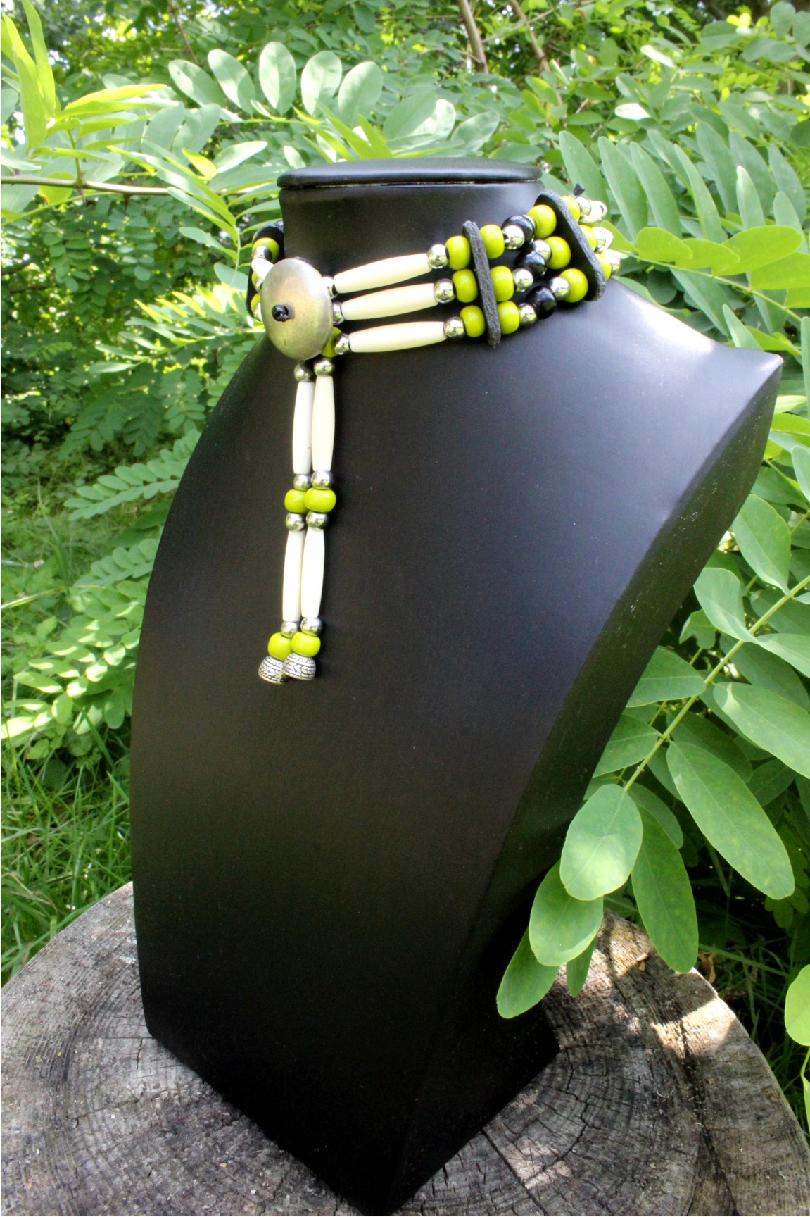 Traditional Lakota Choker, Olive Green Native American - Imagen 8