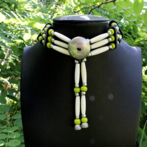Traditional Lakota Choker, Olive Green Native American