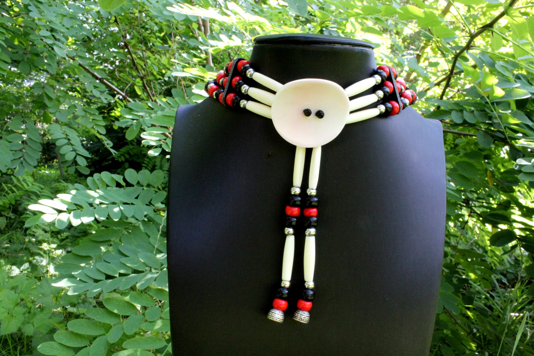 Traditional Lakota Choker, Red/Black Native American