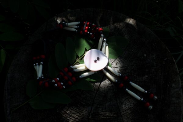 Traditional Lakota Choker, Red/Black Native American - Imagen 2