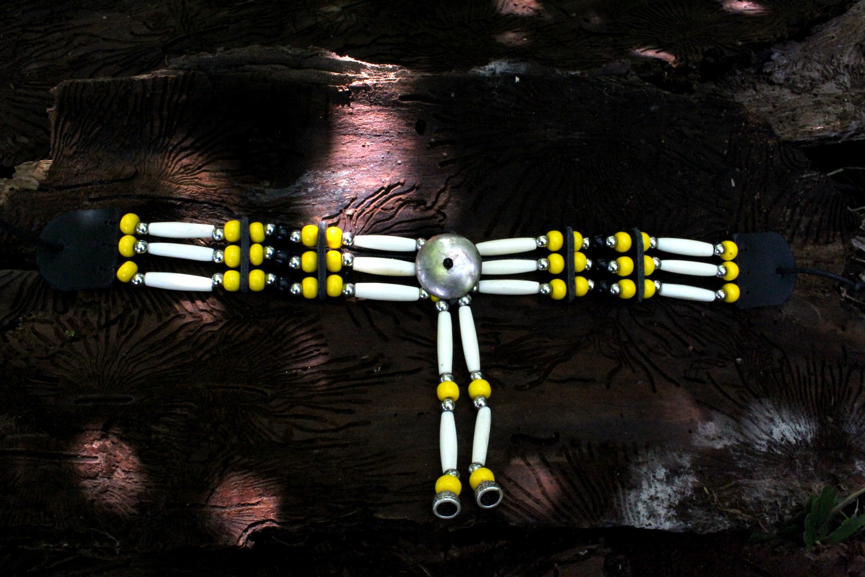 Traditional Lakota Choker, Yellow Native American - Imagen 8
