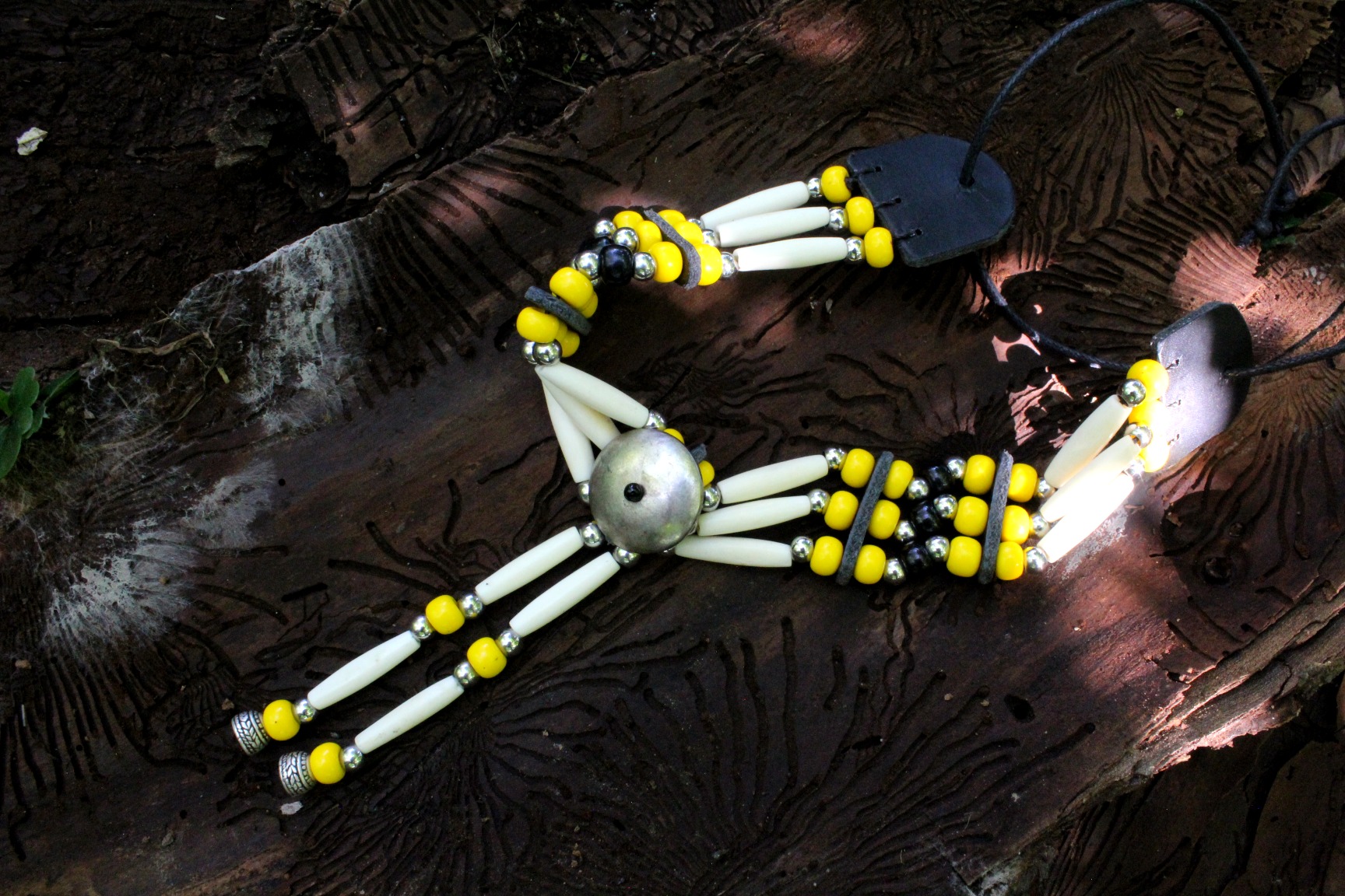 Traditional Lakota Choker, Yellow Native American - Imagen 7