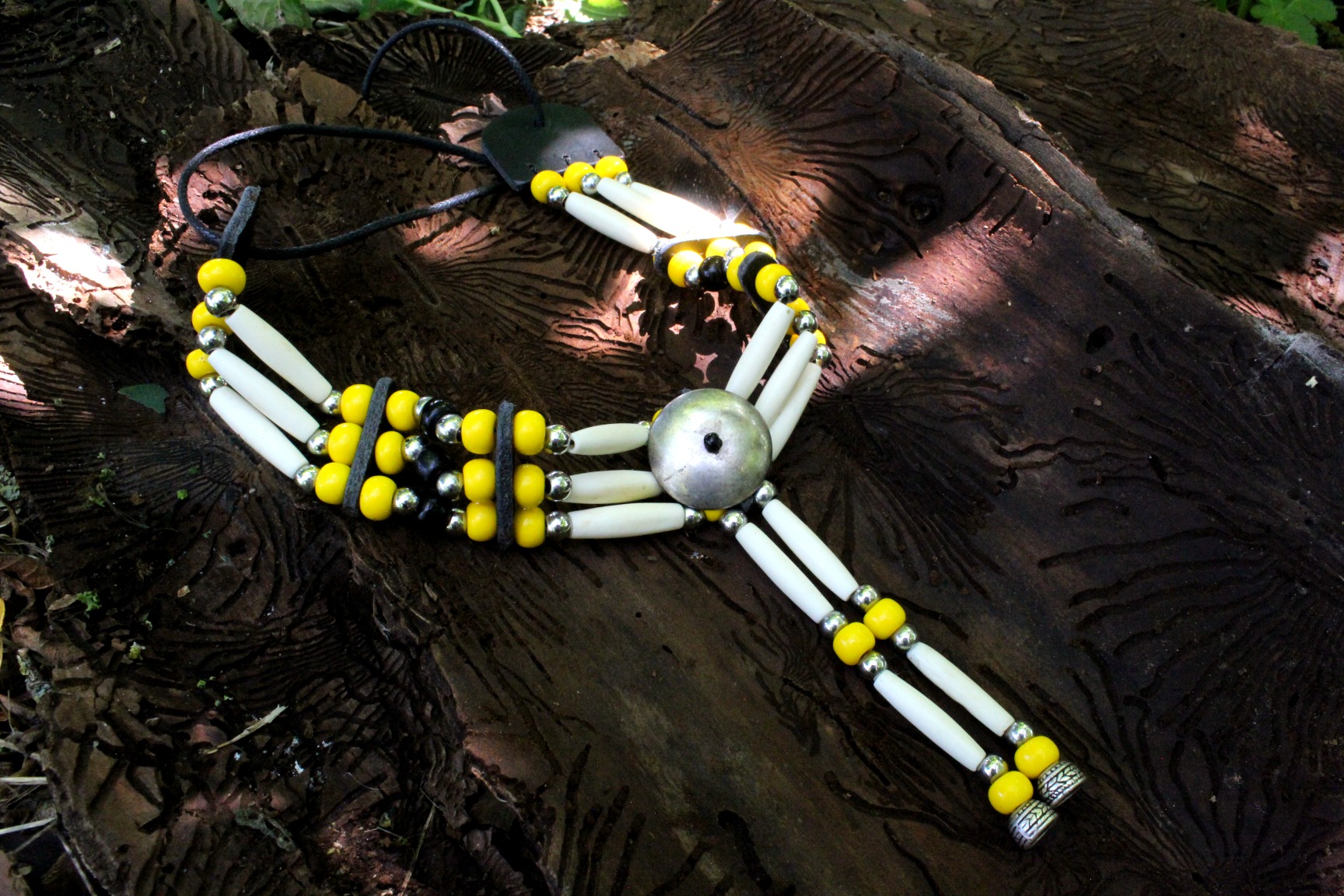 Traditional Lakota Choker, Yellow Native American - Imagen 6