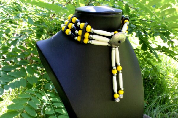 Traditional Lakota Choker, Yellow Native American - Imagen 2