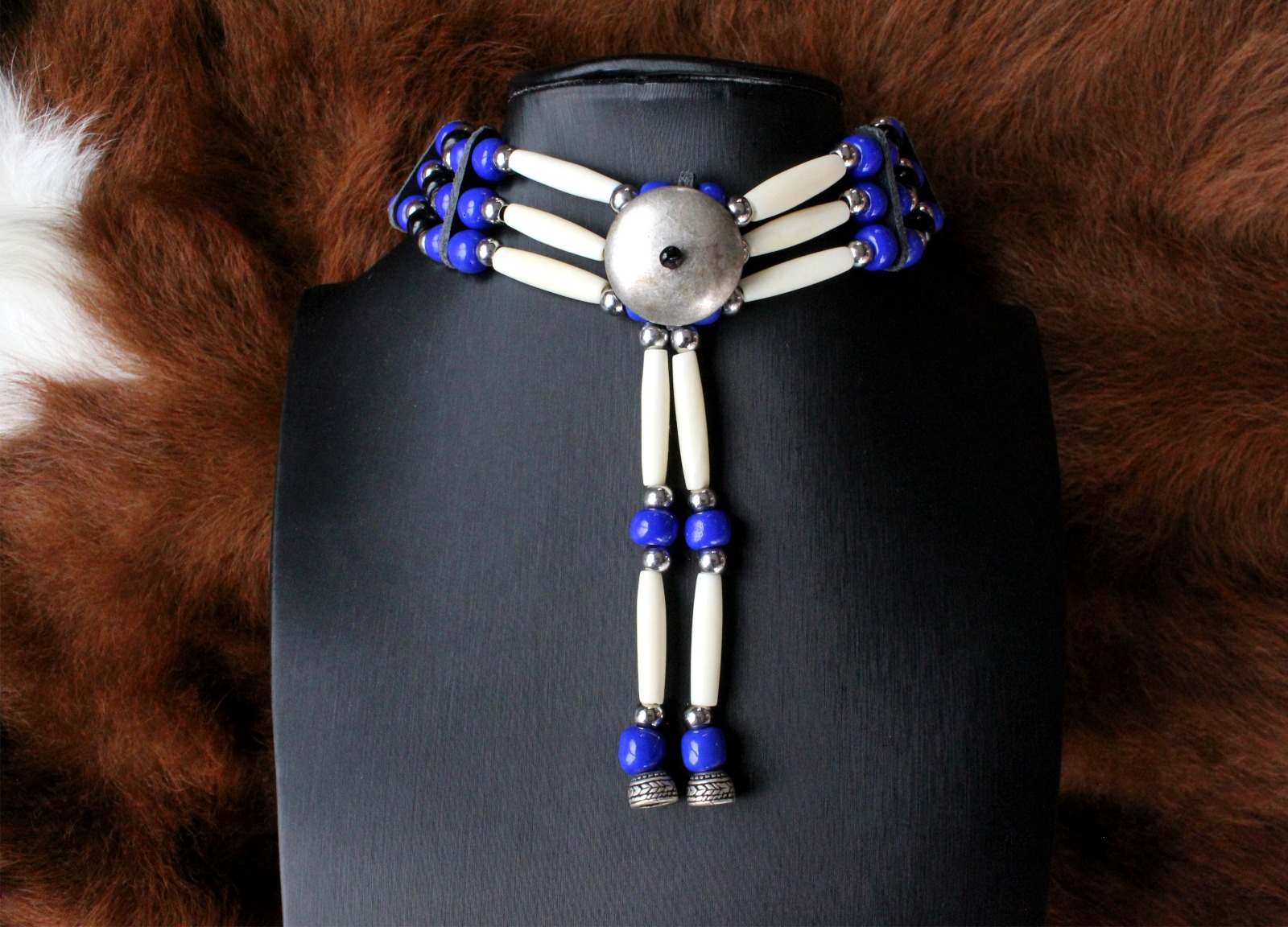 Traditional Lakota Choker, Navy Native American