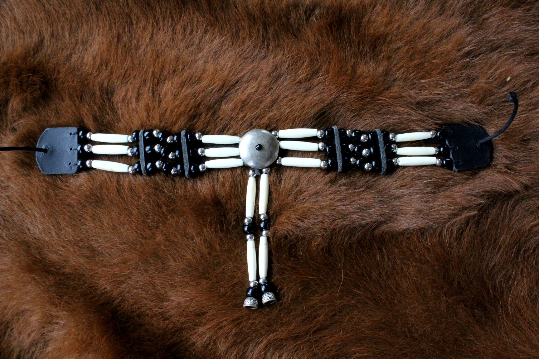 Traditional Lakota Choker, Black Native American - Imagen 2
