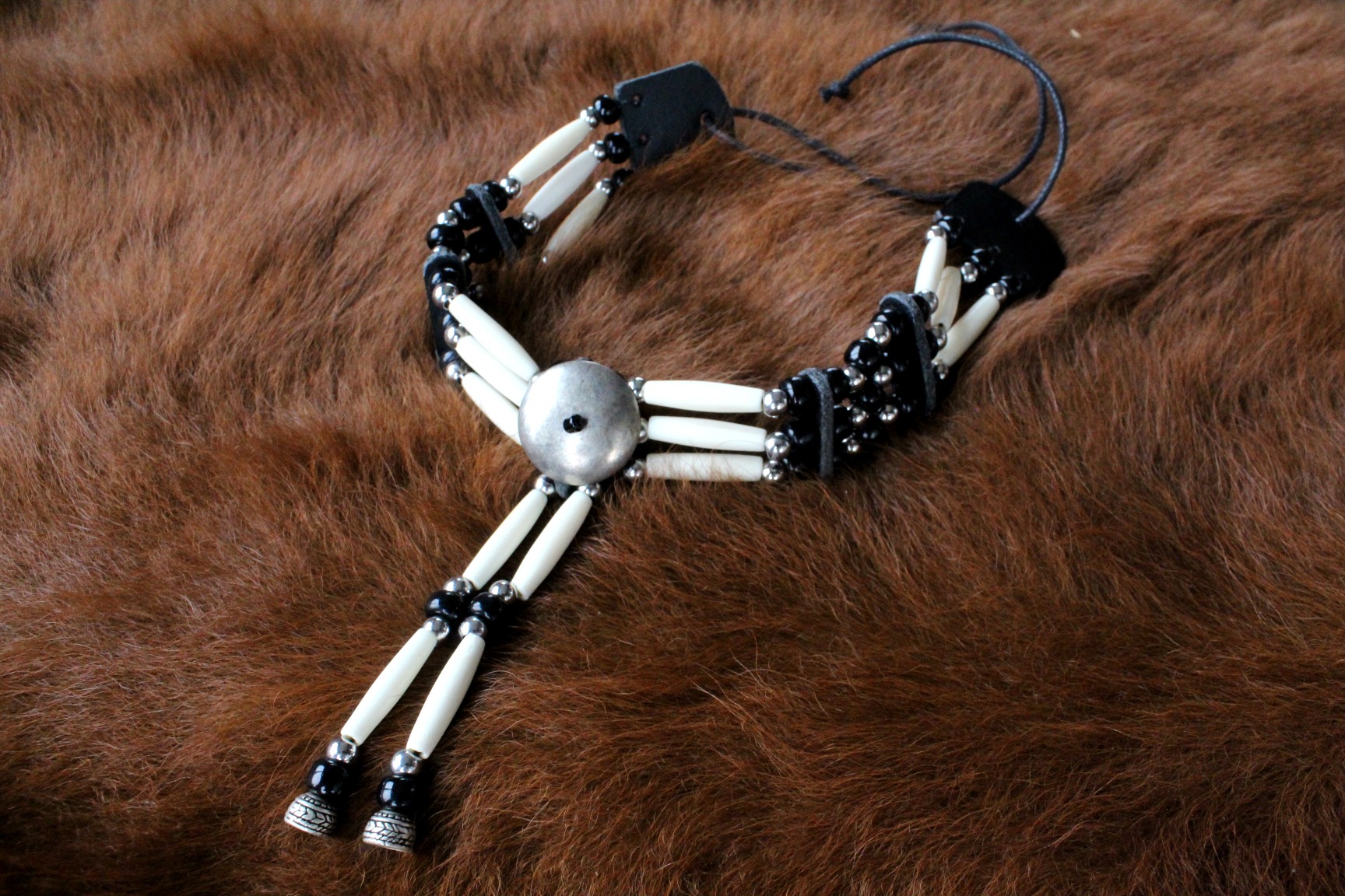 Traditional Lakota Choker, Black Native American - Imagen 6