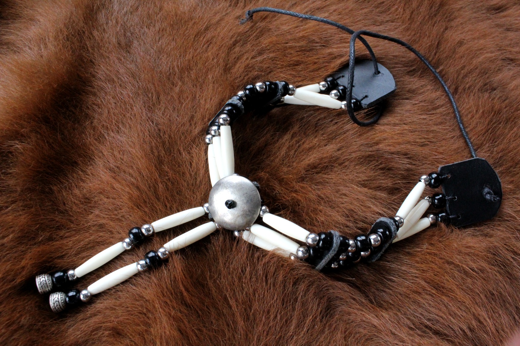 Traditional Lakota Choker, Black Native American - Imagen 3
