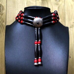 Traditional Lakota Choker, Red Buffalo Horn