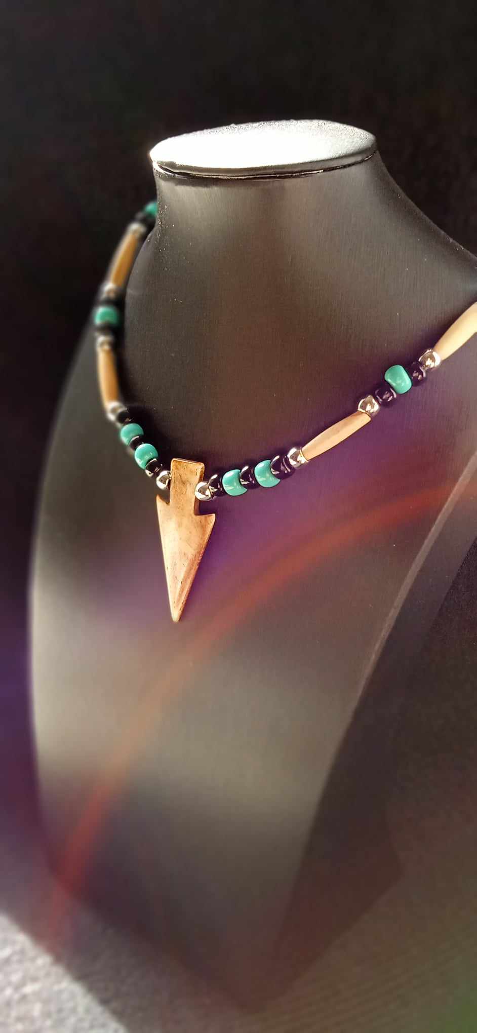 Bone Arrowhead Necklace, Native American - Imagen 5