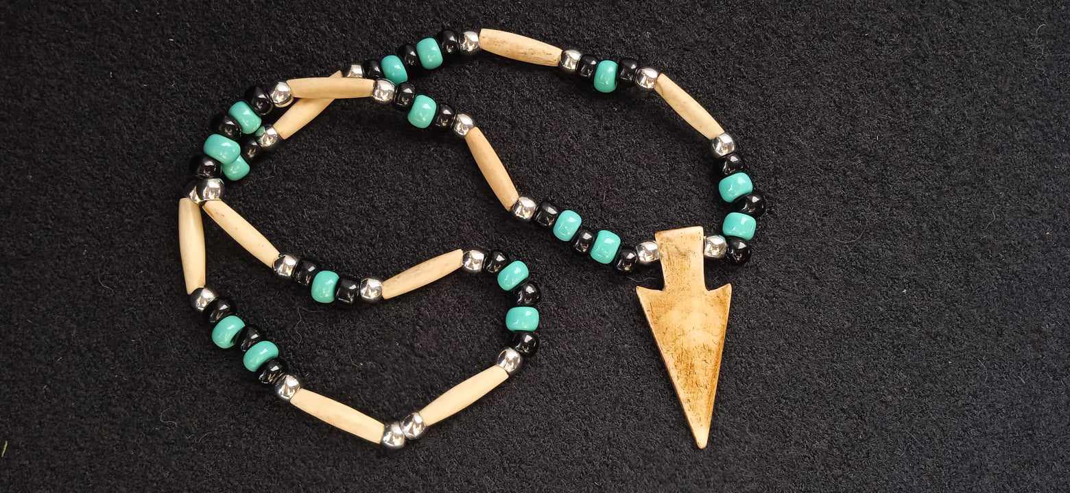 Bone Arrowhead Necklace, Native American
