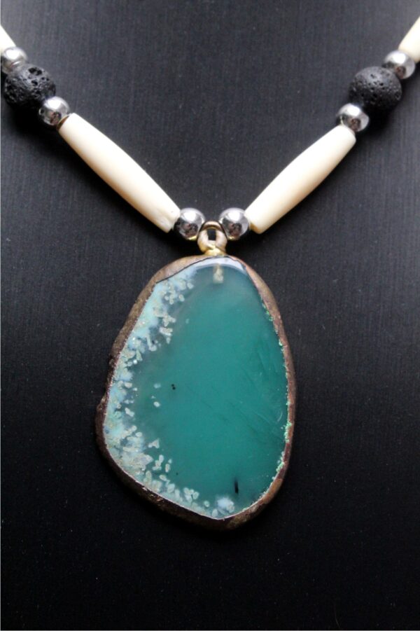 Green Agate Necklace, Native American Style - Imagen 7