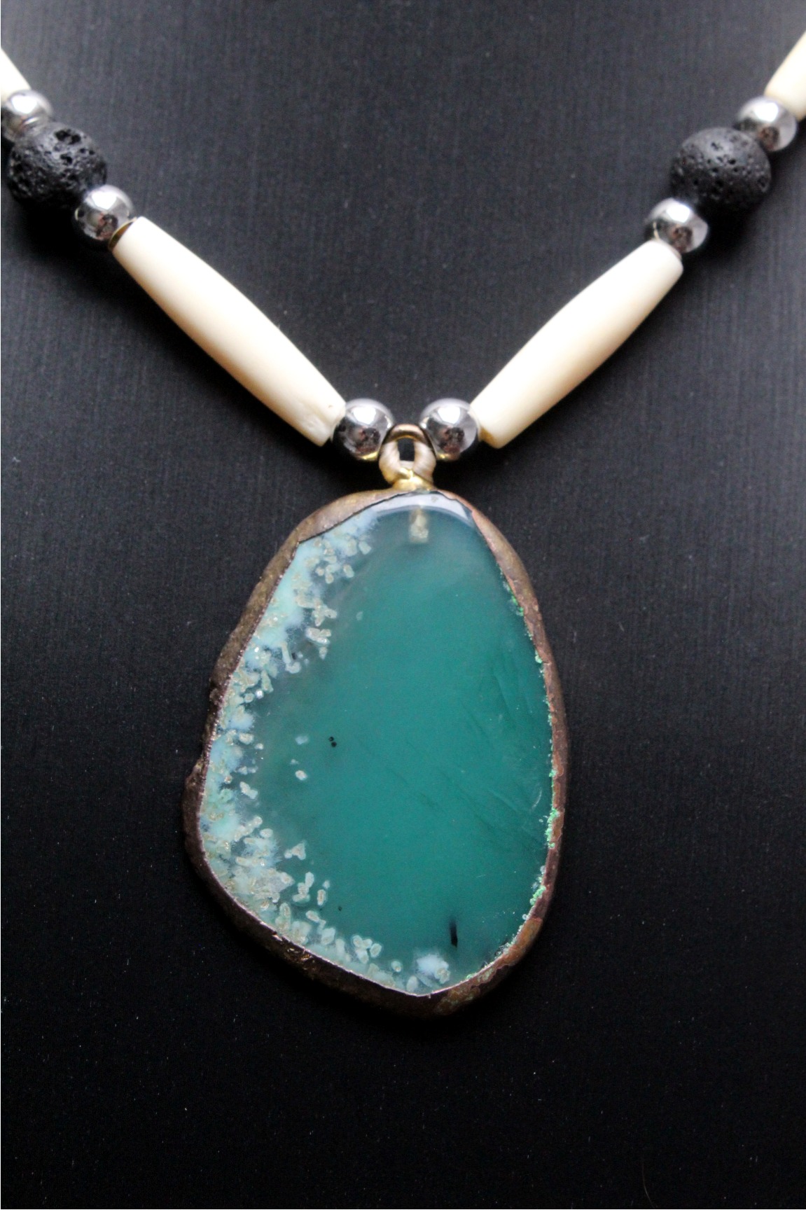 Green Agate Necklace, Native American Style - Imagen 7