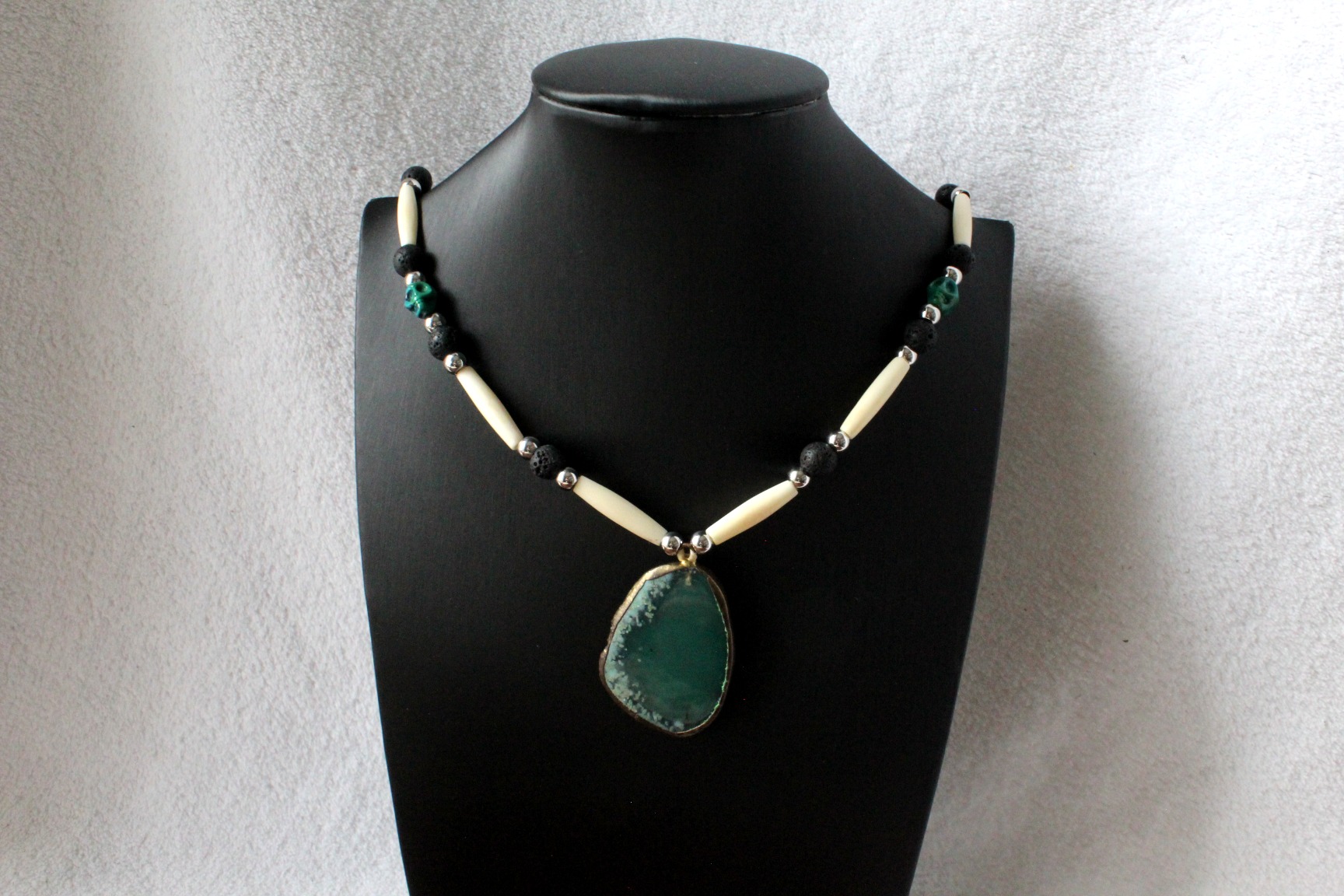 Green Agate Necklace, Native American Style - Imagen 5