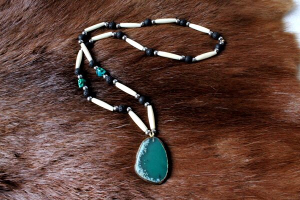 Green Agate Necklace, Native American Style - Imagen 2