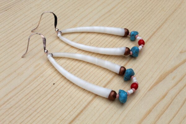Dentallium Earrings, Native American - Imagen 2