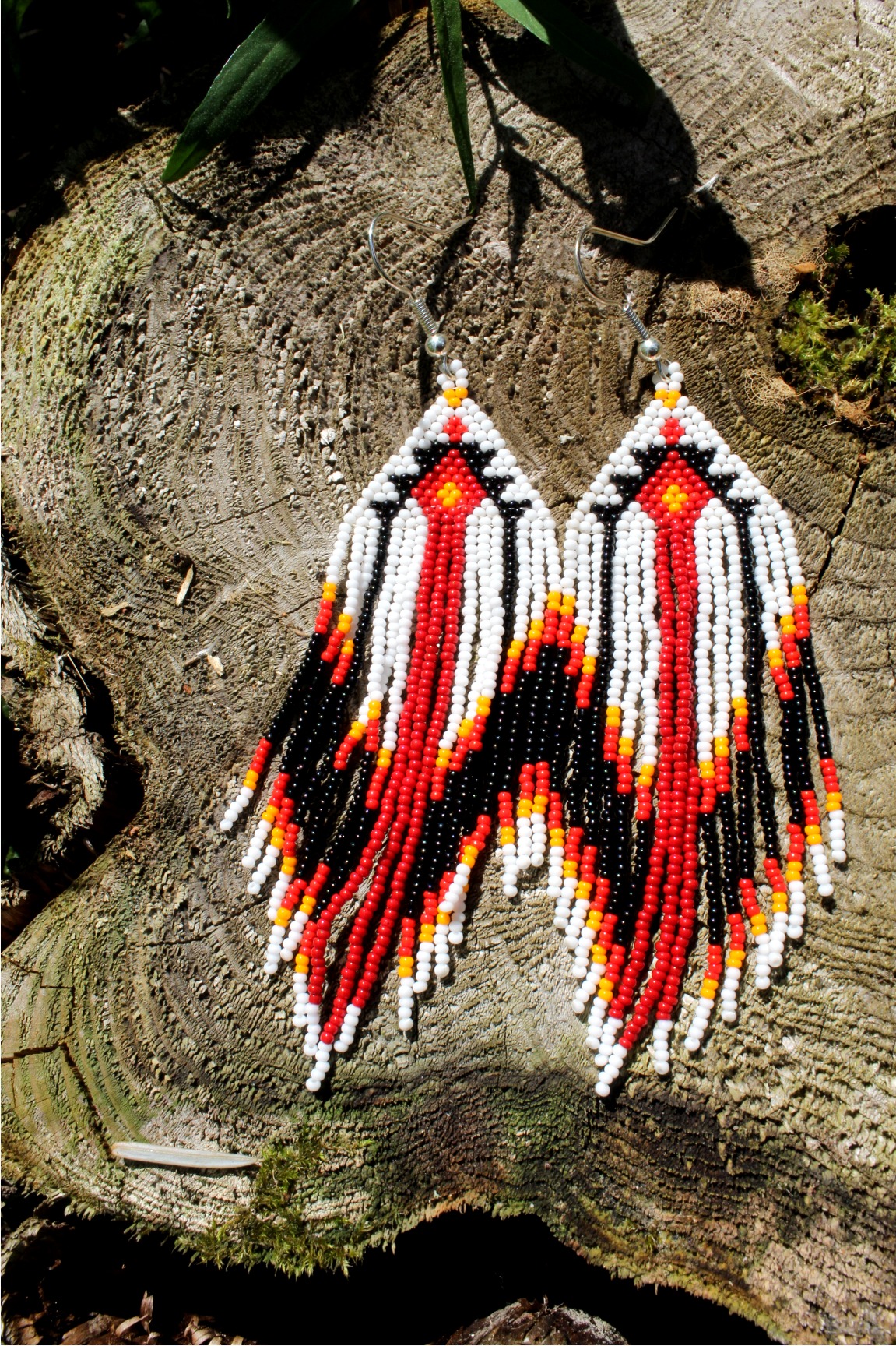 Ojibwa Style Earrings, Native American - Imagen 2