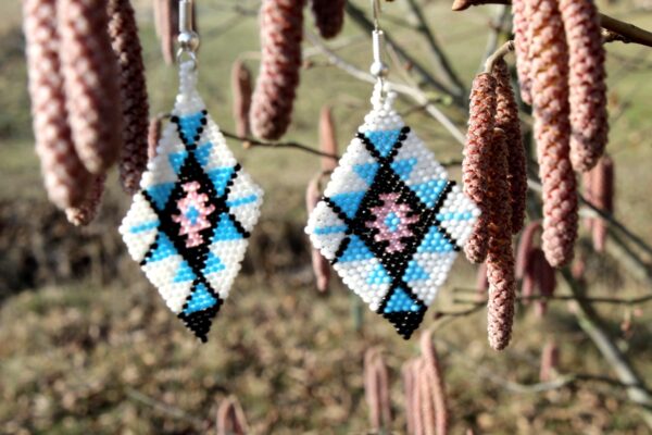 Beadwork Blue Earrings - Imagen 6